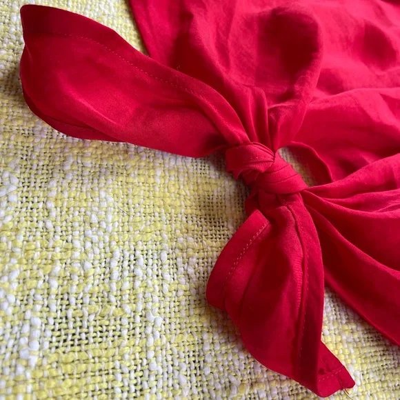 Express Red Off-Shoulder Blouse with Tie Front - Picture 4 of 4